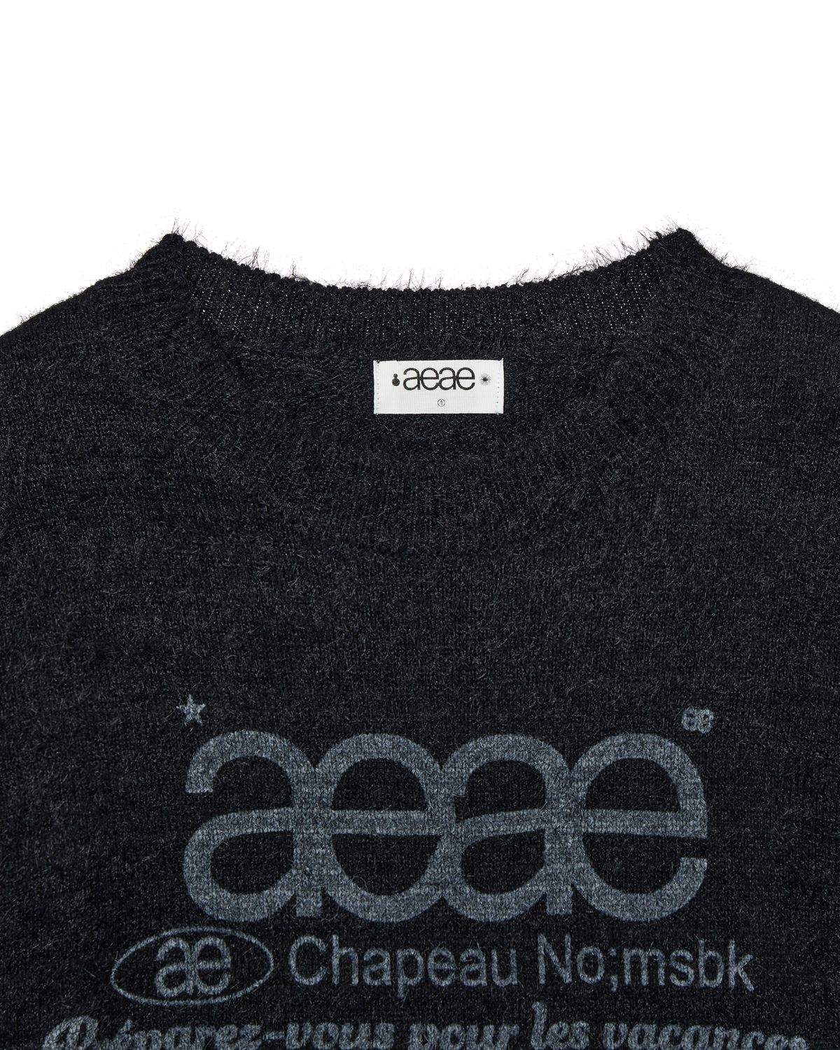 에이이에이이(AEAE) WEB LOGO HAIRY KNIT [BLACK]