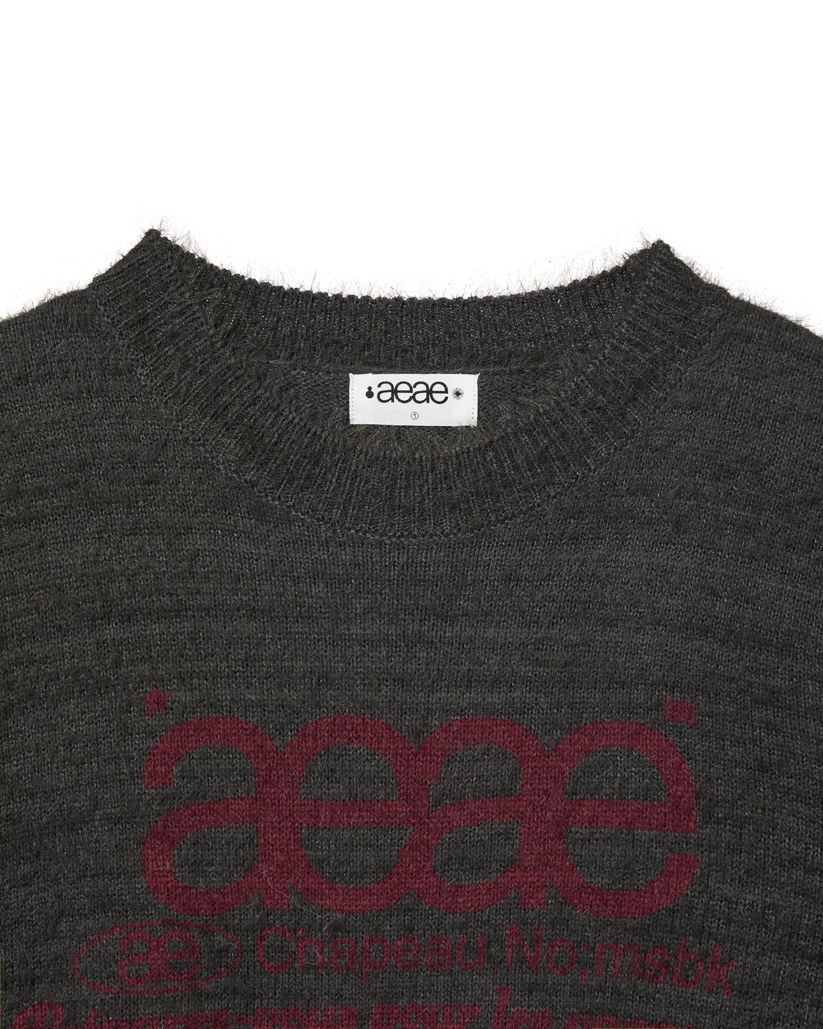 에이이에이이(AEAE) WEB LOGO HAIRY KNIT [CHARCOAL]