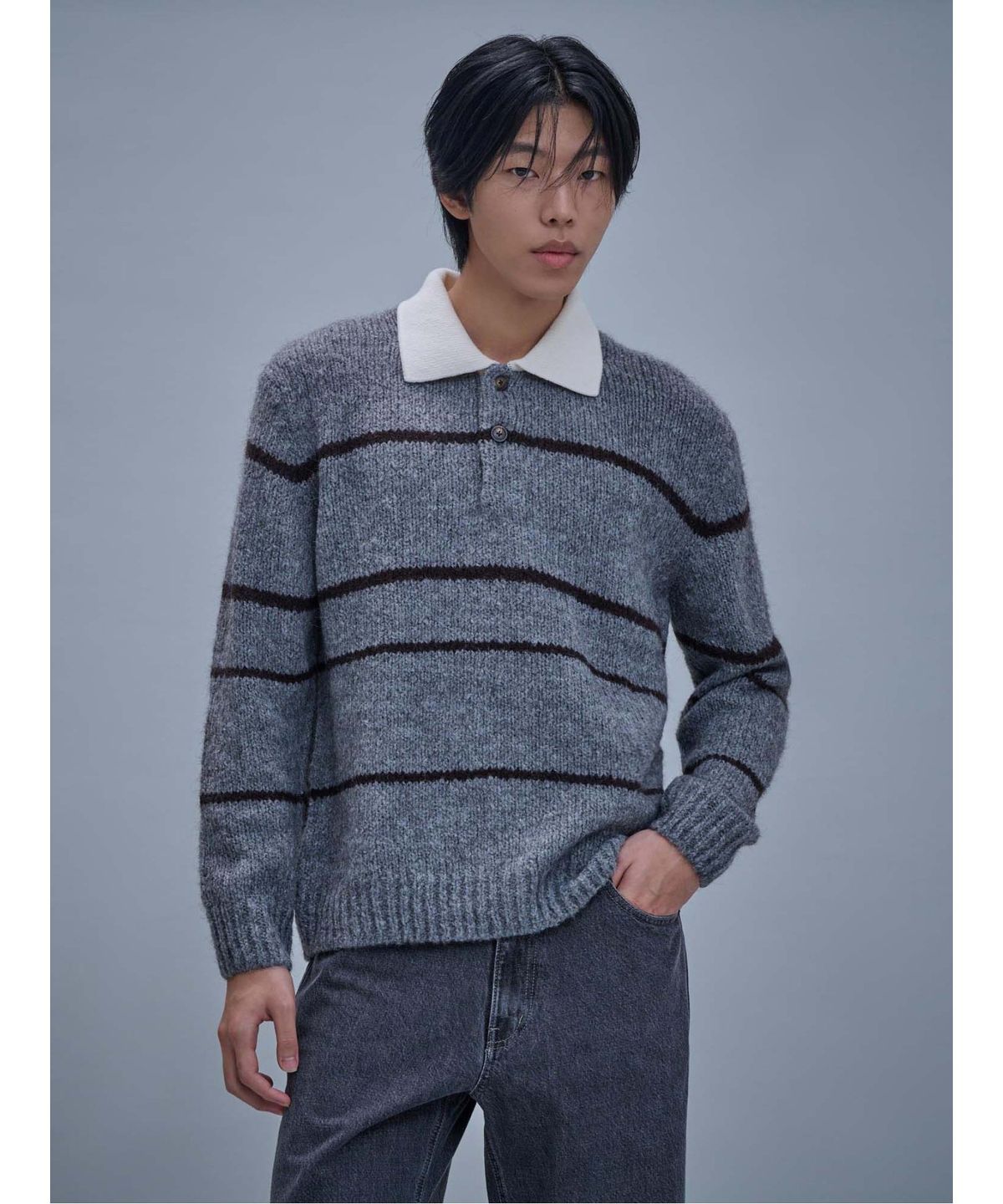 시프트지(SHIFT.G) Fuzzy Pattern Sweater  Grey