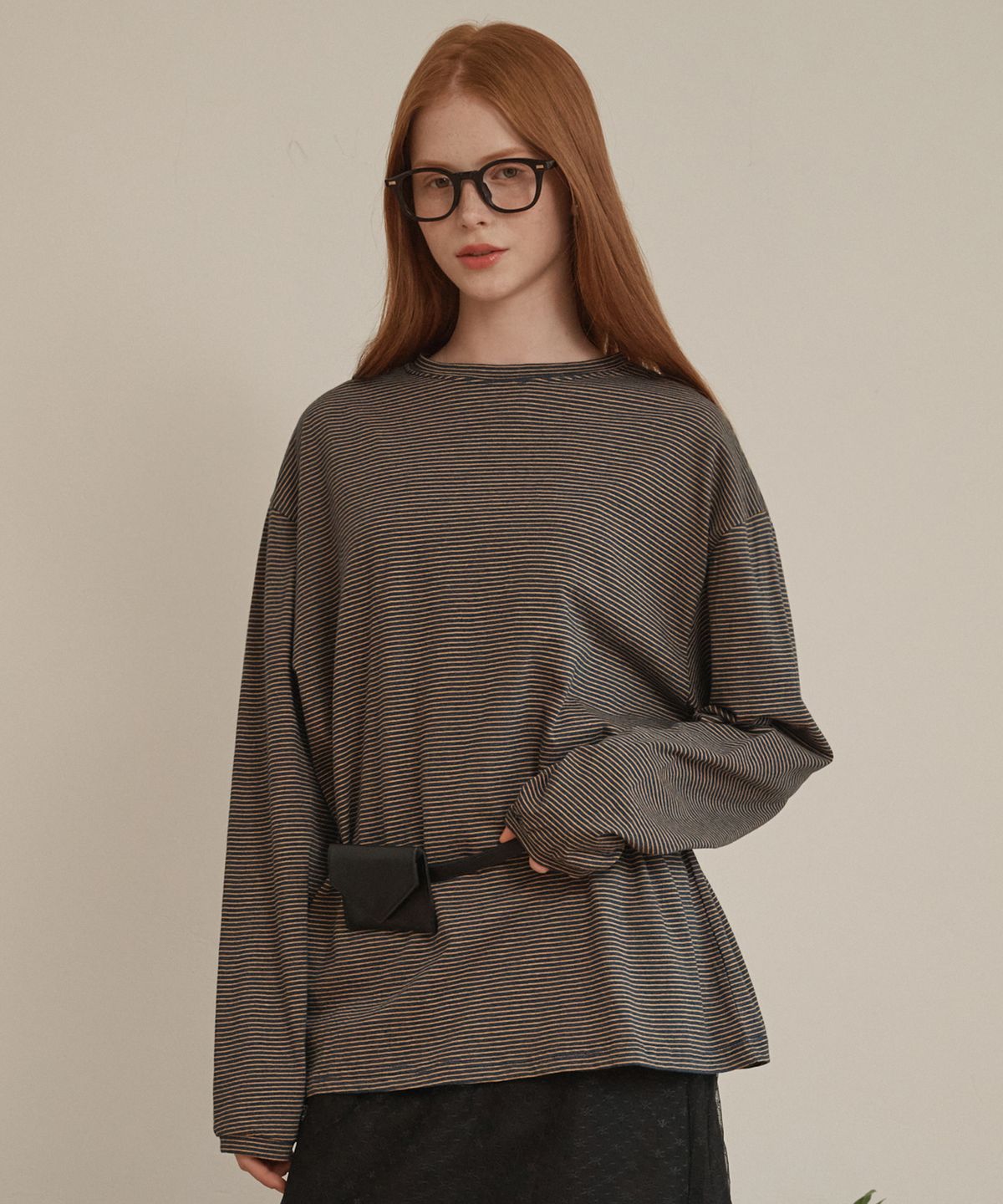 로시로우(LOSSYROW) Overfit Stripe Long Sleeve Navy