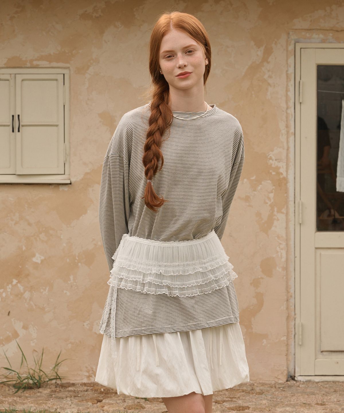 로시로우(LOSSYROW) Overfit Stripe Long Sleeve White
