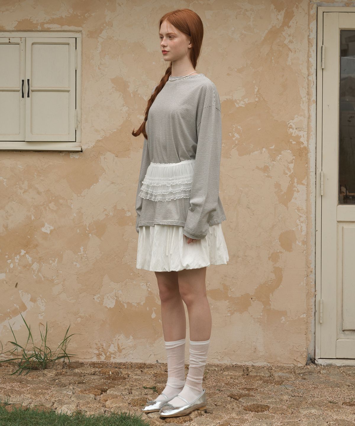 로시로우(LOSSYROW) Overfit Stripe Long Sleeve White