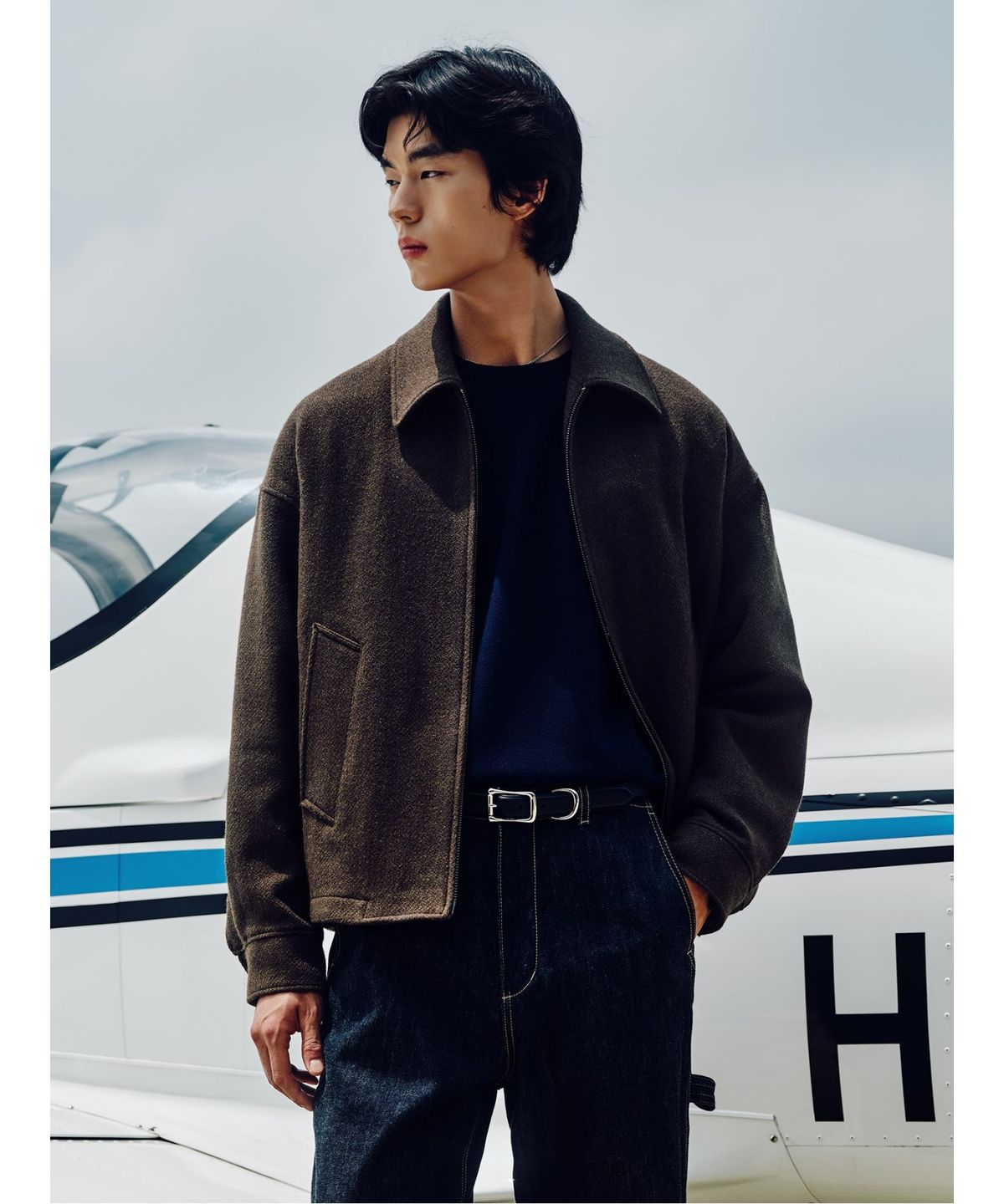시프트지(SHIFT.G) Wool Blended Overfit Blouson  Khaki