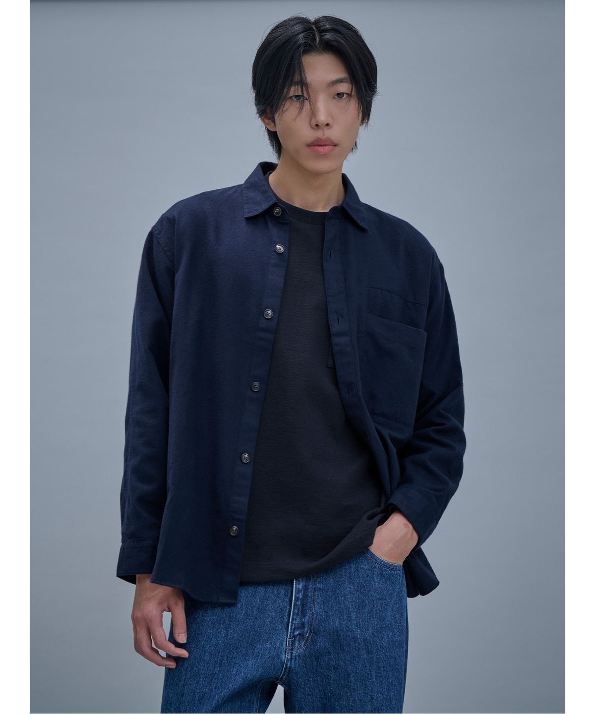 시프트지(SHIFT.G) Brushed Cloud Shirts  Navy