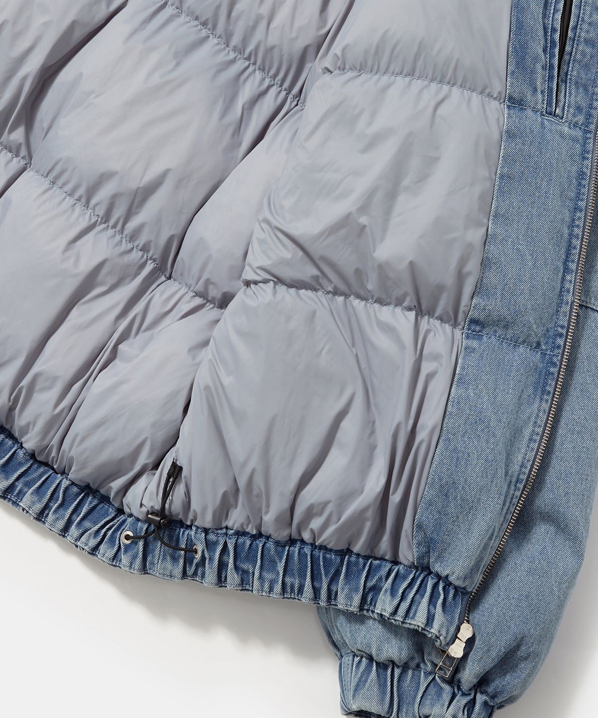 컬럼비아 유니버시티(COLUMBIA UNIVERSITY) B/S STREET DENIM OVER PUFFER 라이트데님