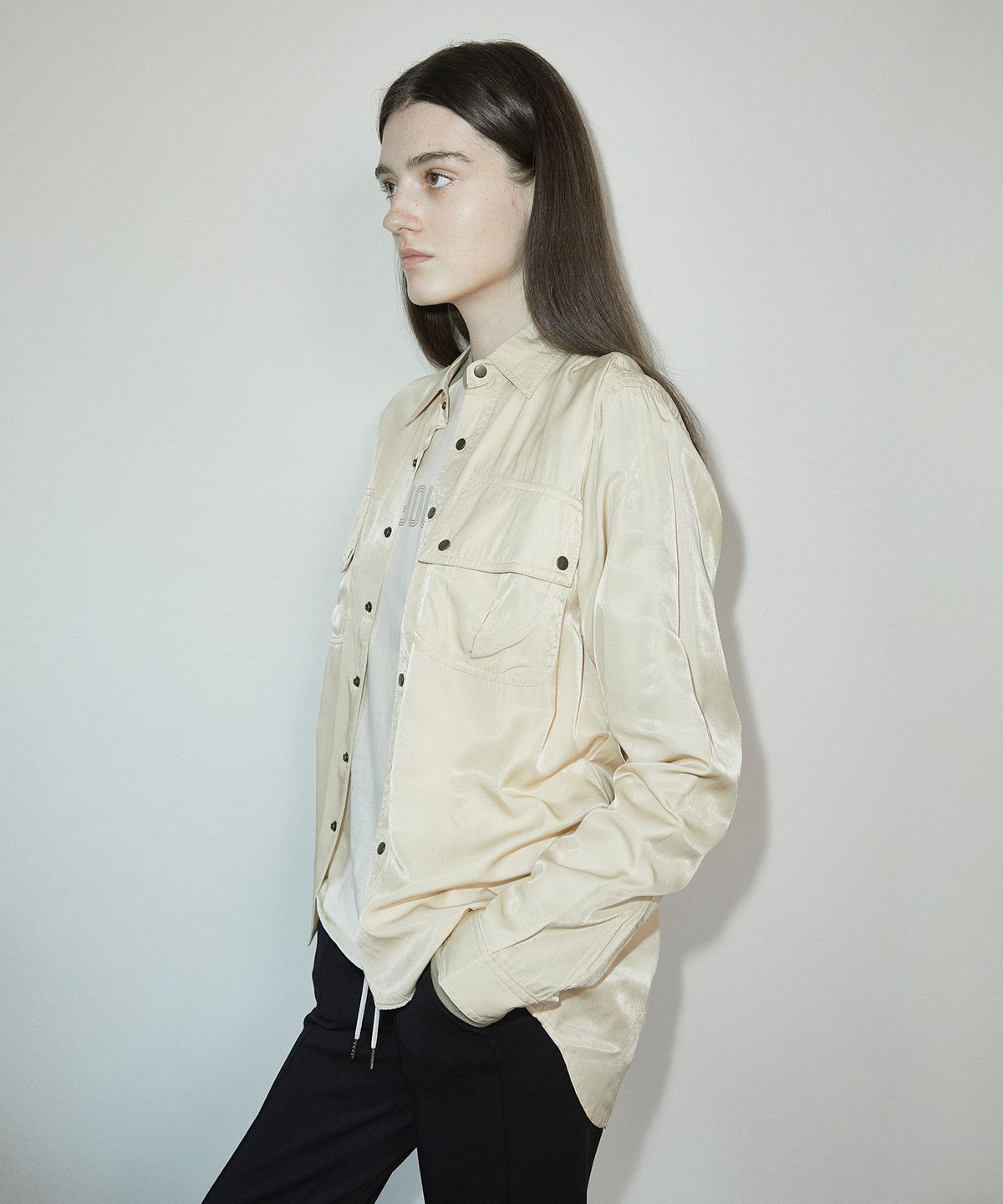 롤링스튜디오(ROLLINGSTUDIOS) LOOSE FIT MILLITARY SHIRT BEIGE