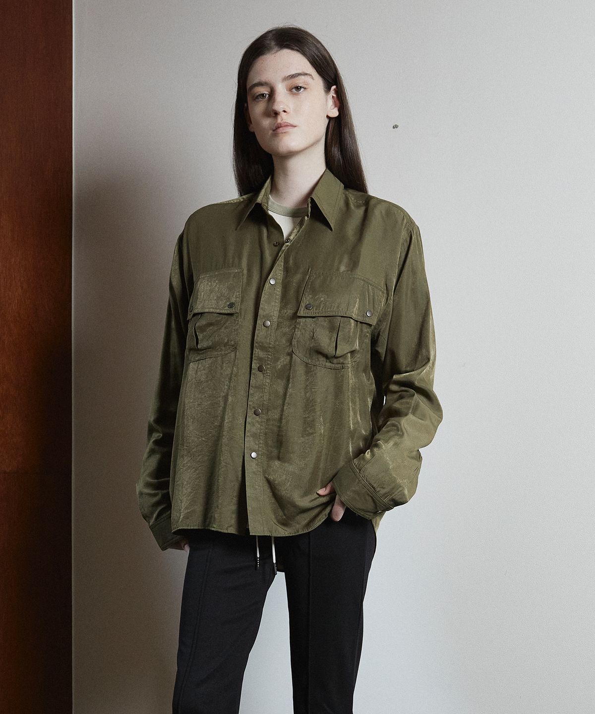 롤링스튜디오(ROLLINGSTUDIOS) LOOSE FIT MILLITARY SHIRT KHAKI