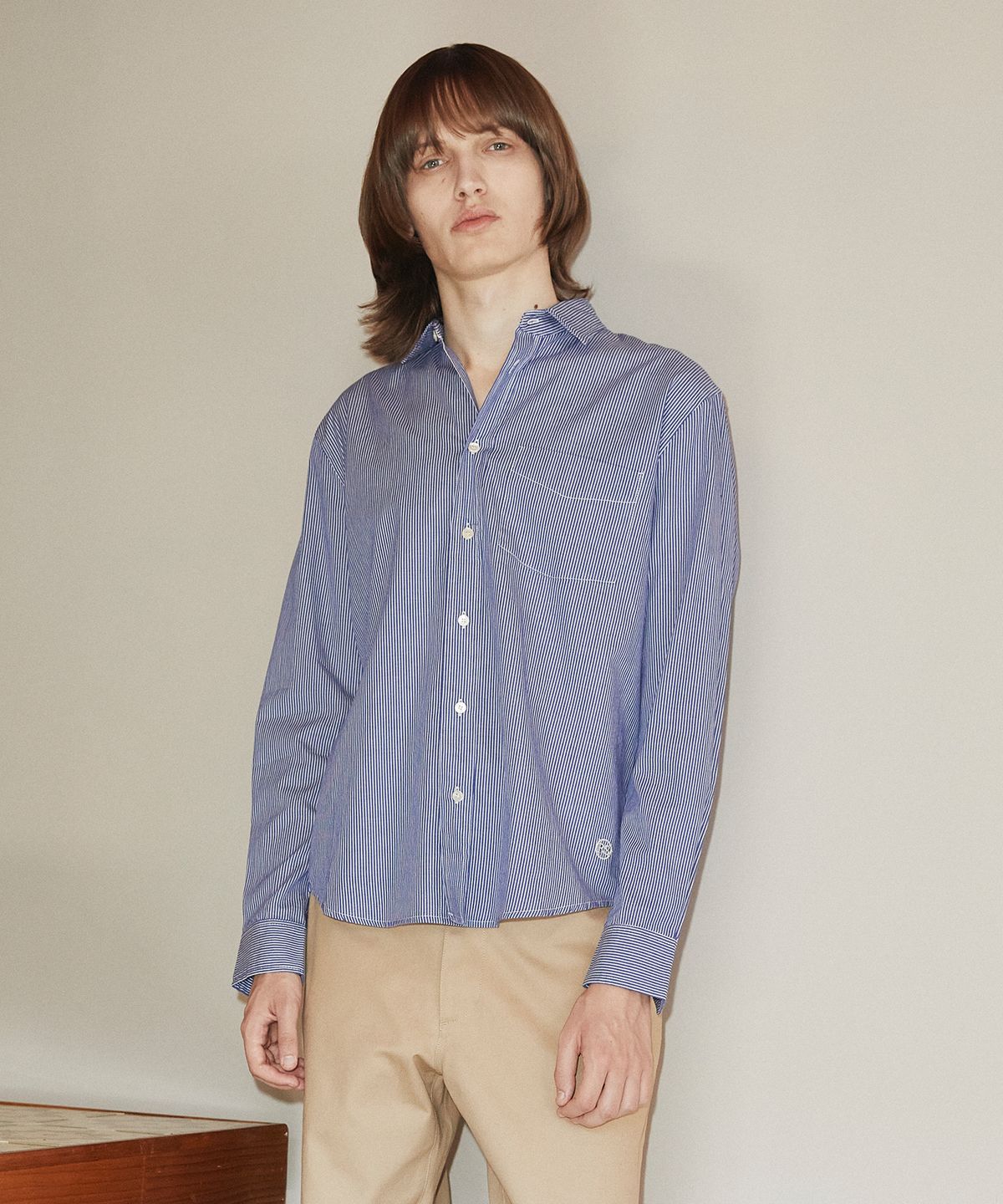 롤링스튜디오(ROLLINGSTUDIOS) LOOSE SHIRT STRIPE DARKBLUE/WHITE