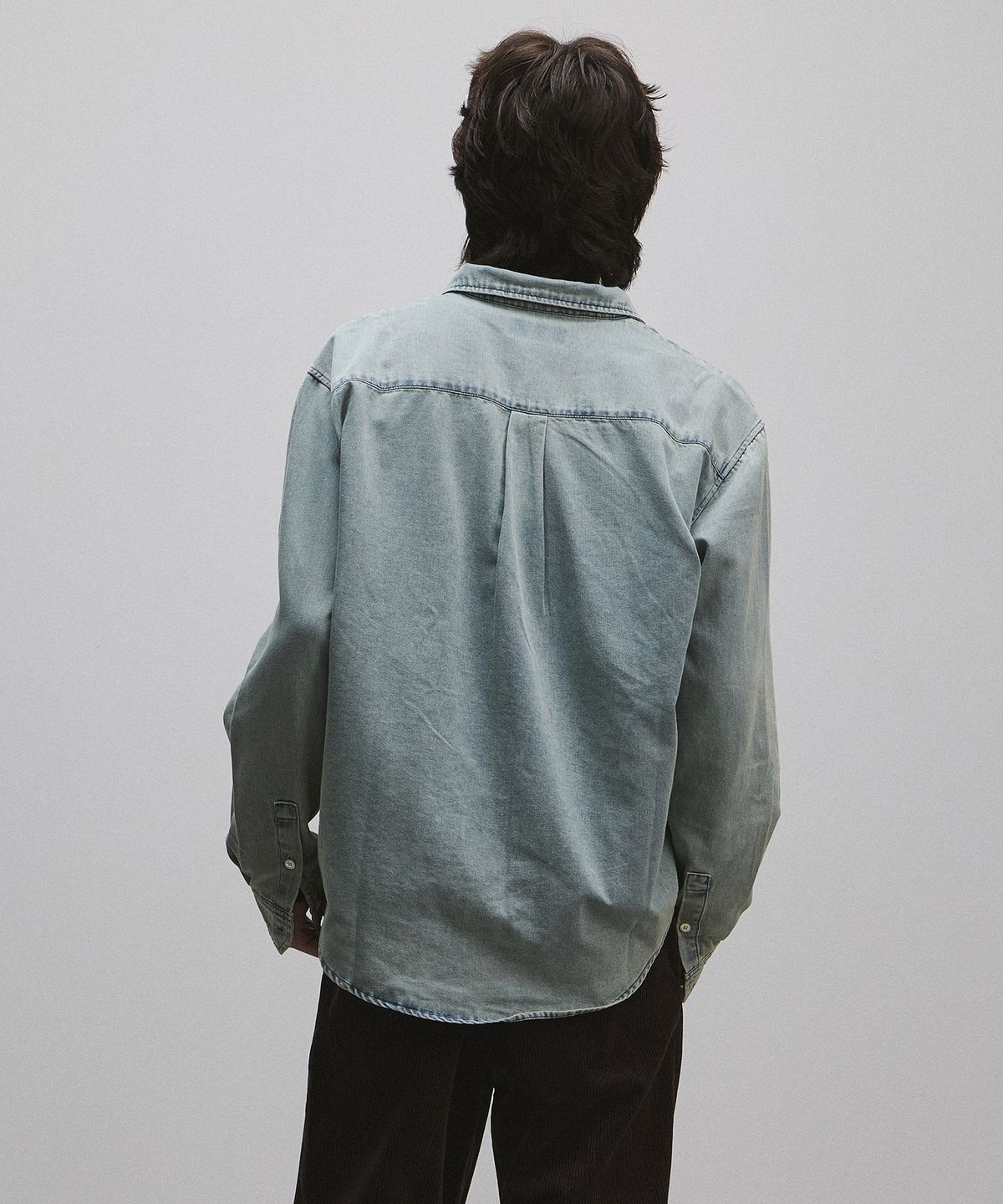 롤링스튜디오(ROLLINGSTUDIOS) LOOSE SHIRT WASHED BLUE DENIM
