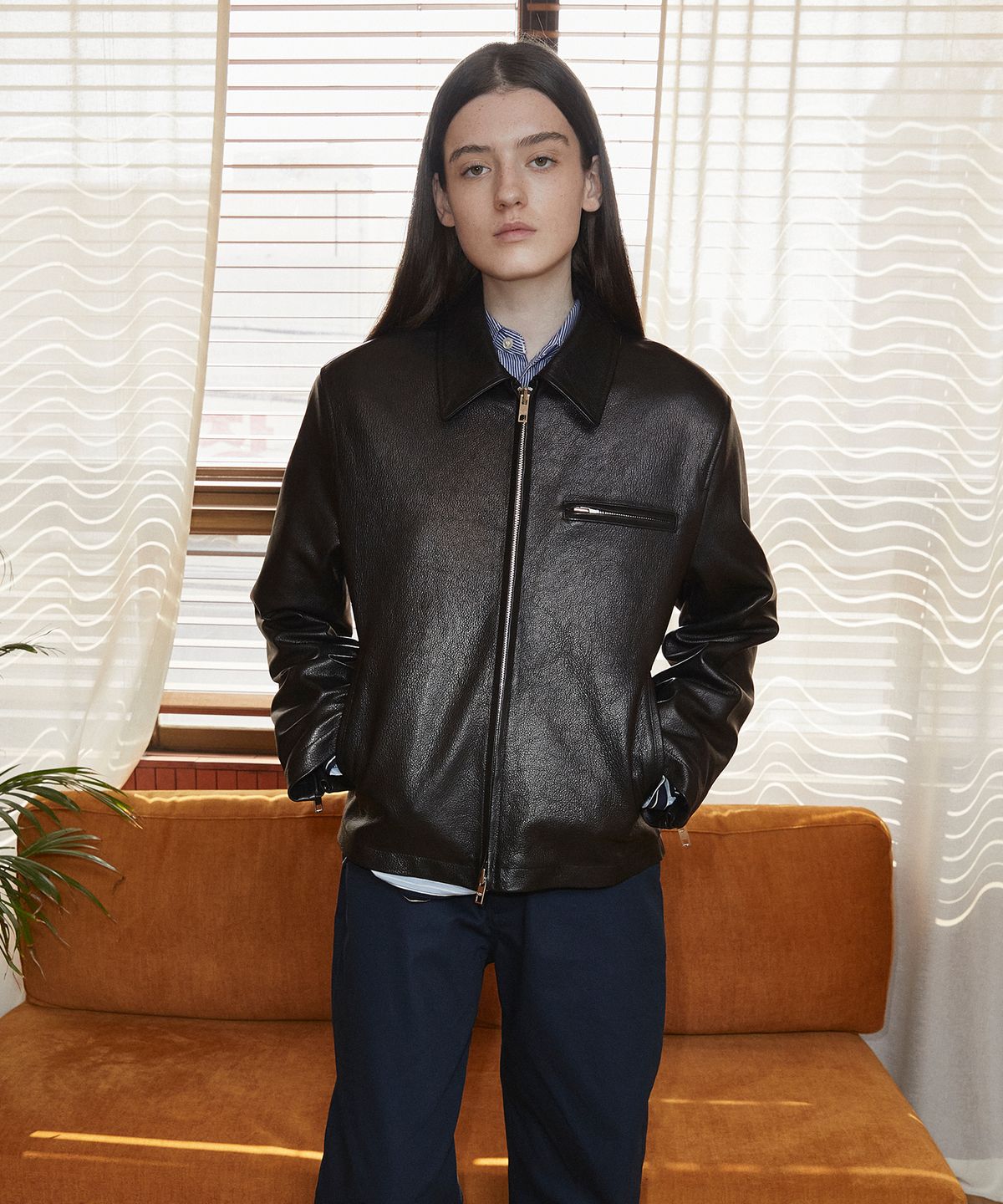롤링스튜디오(ROLLINGSTUDIOS) ZIPPED JACKET GOATSKIN BLACK
