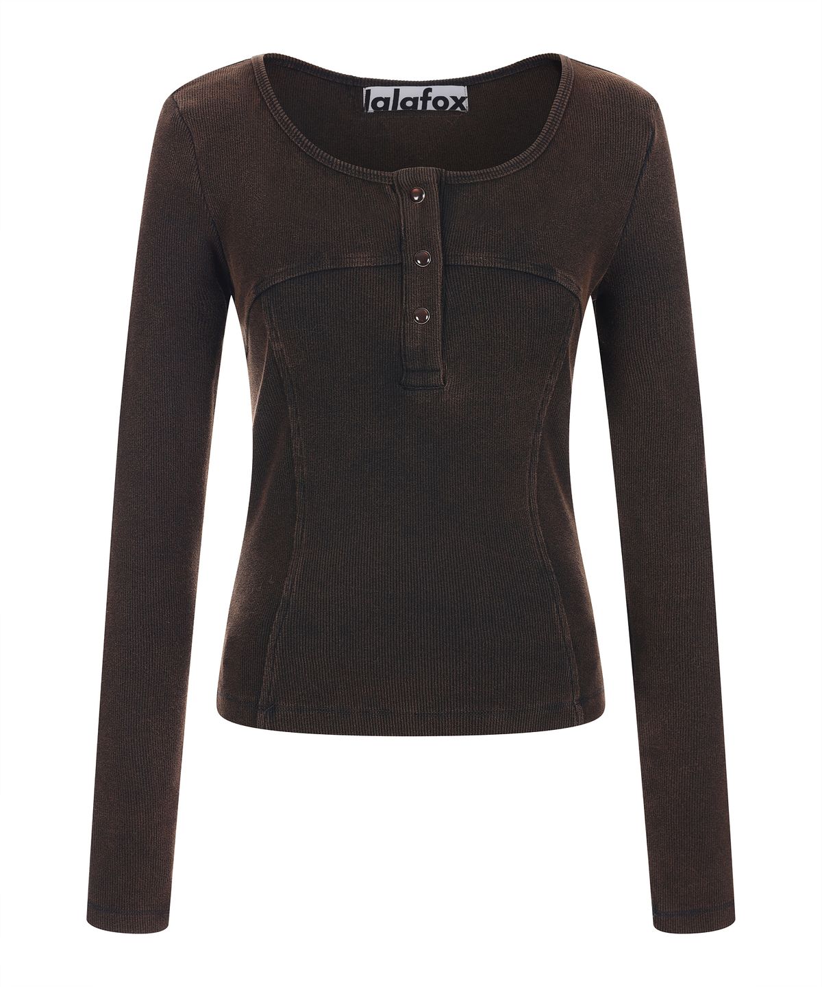 라라폭스(LALAFOX) FADING SEAM LINE SLIM T-SHIRT DARK BROWN BQ4CL012