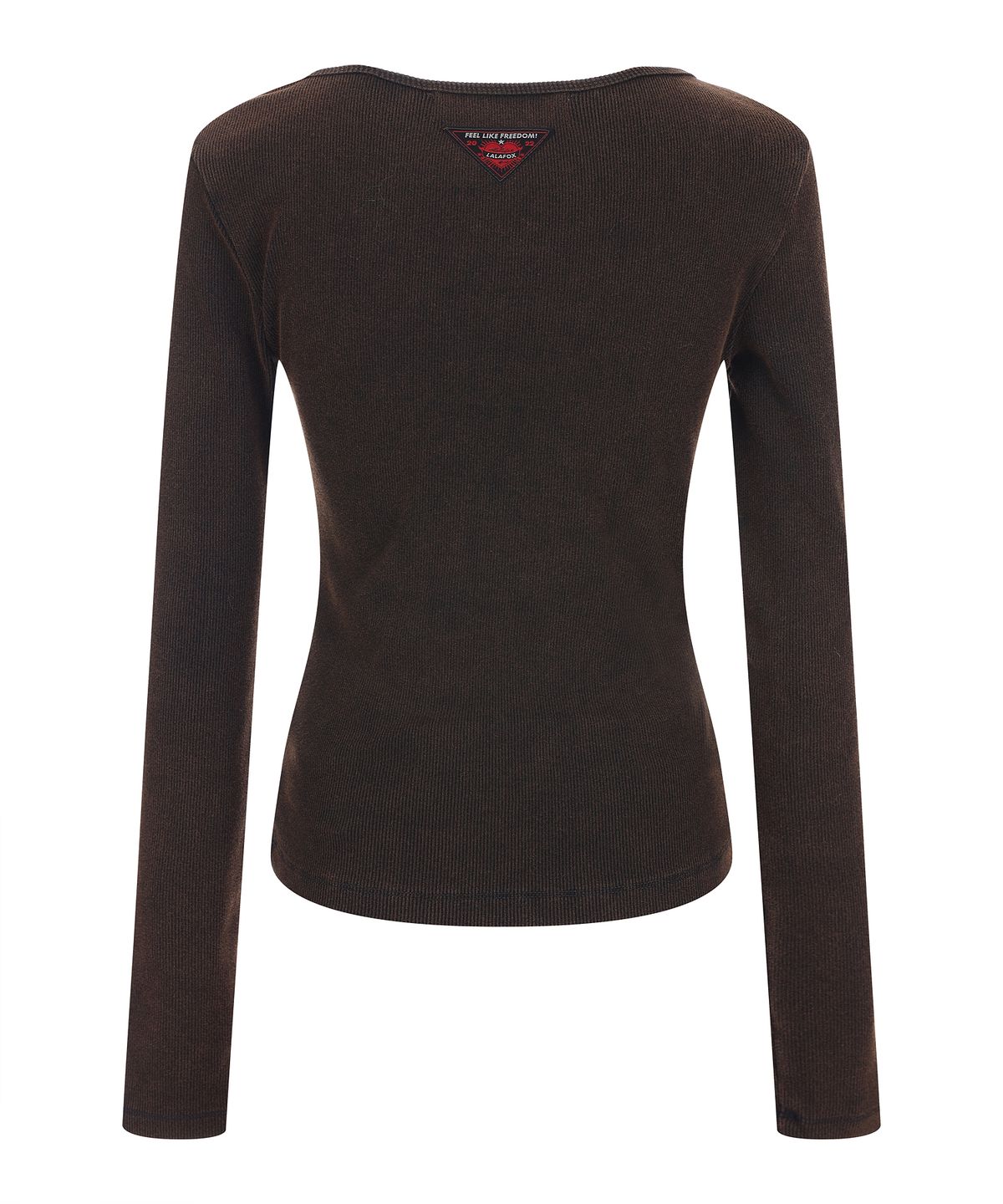 라라폭스(LALAFOX) FADING SEAM LINE SLIM T-SHIRT DARK BROWN BQ4CL012