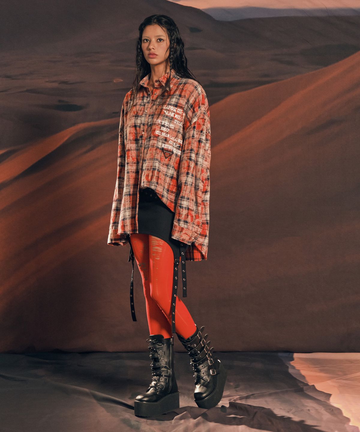 라라폭스(LALAFOX) CHECK OVERSIZED SHIRT RED BQ4CB002