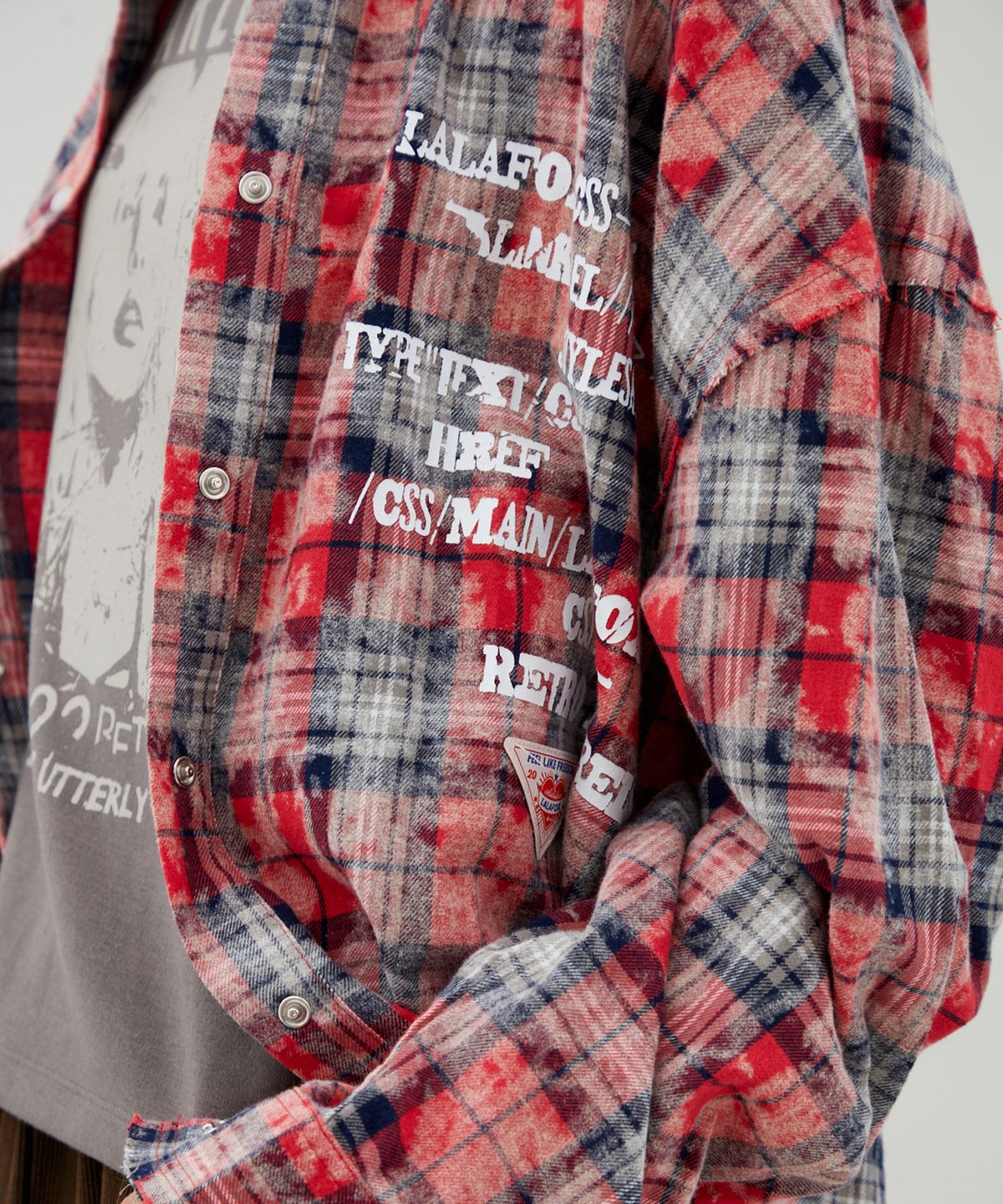 라라폭스(LALAFOX) CHECK OVERSIZED SHIRT RED BQ4CB002