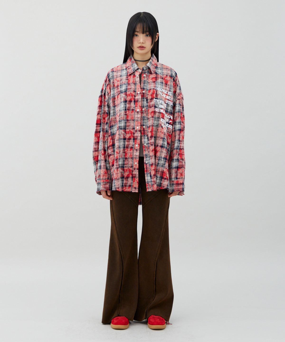 라라폭스(LALAFOX) CHECK OVERSIZED SHIRT RED BQ4CB002
