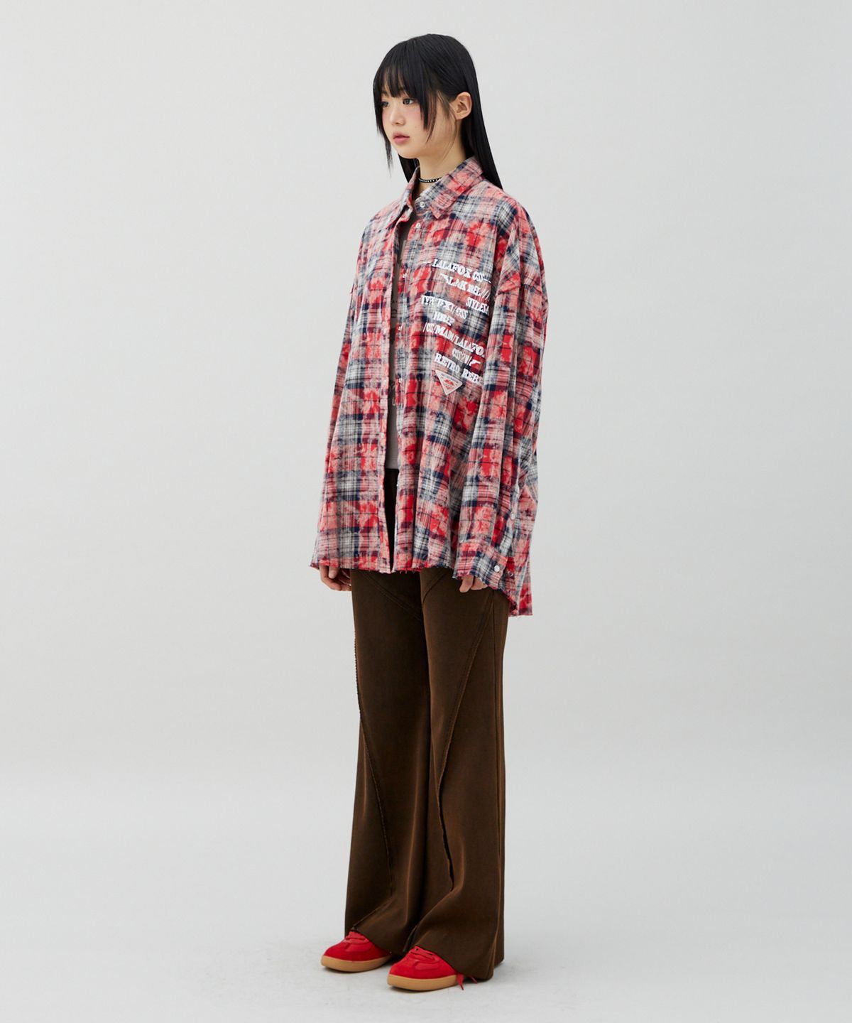 라라폭스(LALAFOX) CHECK OVERSIZED SHIRT RED BQ4CB002