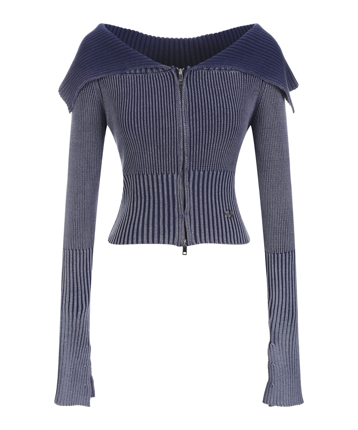 라라폭스(LALAFOX) KNIT OFF-SHOULDER ZIPPER CARDIGAN BLUE BQ4KG001