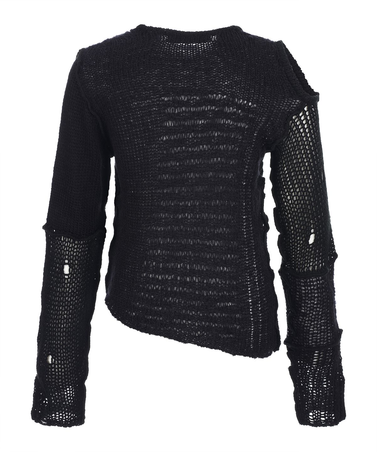 라라폭스(LALAFOX) KNIT UNBALANCE SHOULDER SLIT T-SHIRT 오프숄더 니트 BLACK BQ4KL003