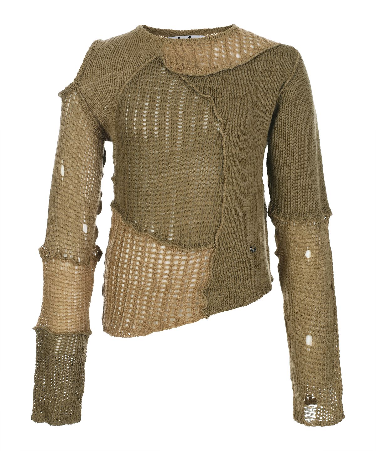 라라폭스(LALAFOX) KNIT UNBALANCE SHOULDER SLIT T-SHIRT BEIGE BQ4KL004