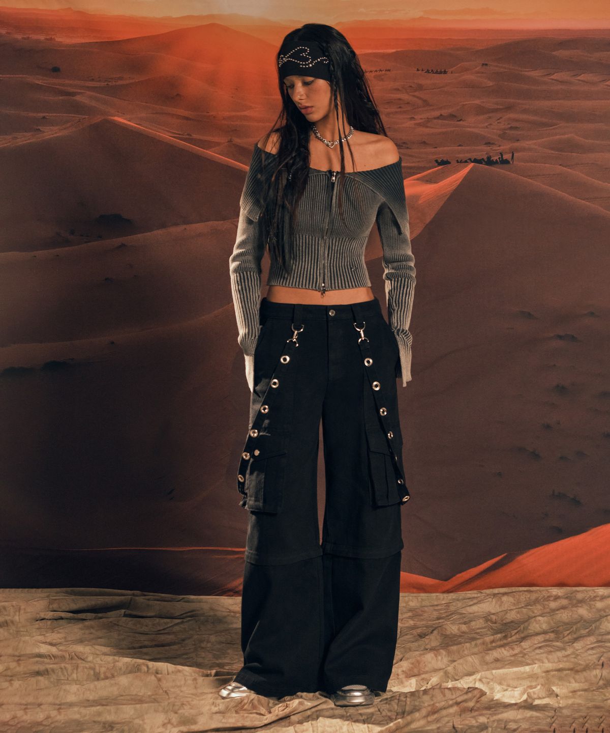 라라폭스(LALAFOX) STRAP POCKET PANTS 포켓 바지 BLACK BQ4DP003