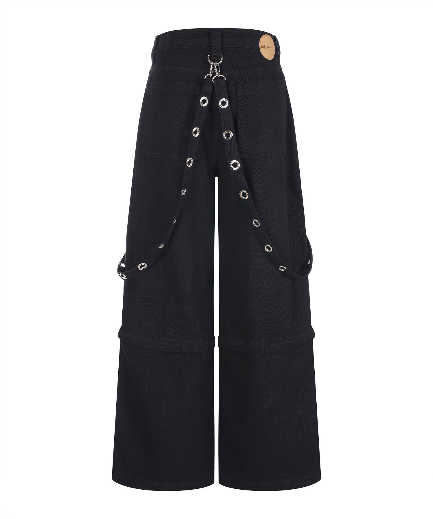 MUSINSA | LALAFOX STRAP POCKET PANTS Pocket Pants BLACK BQ4DP003