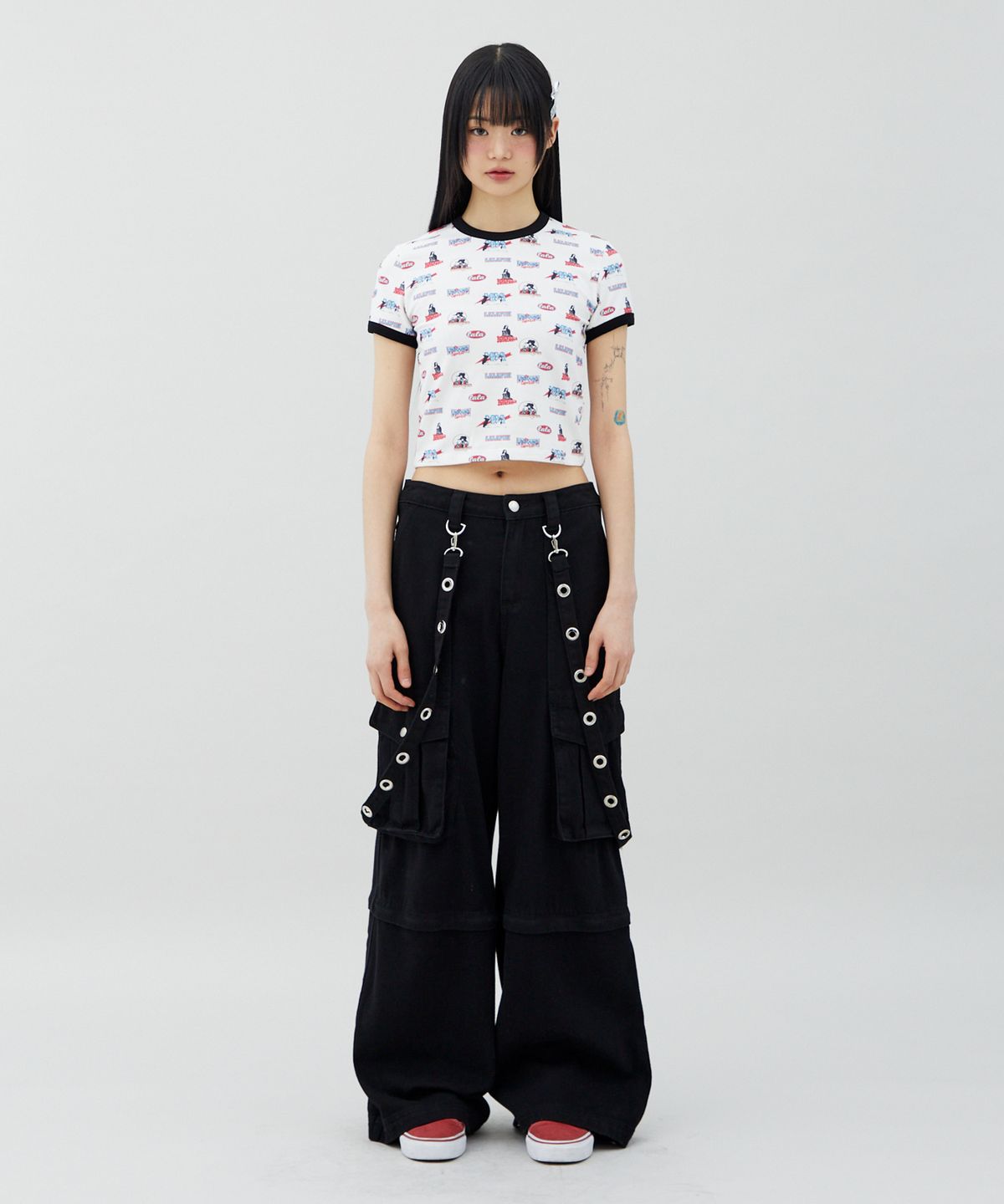 라라폭스(LALAFOX) STRAP POCKET PANTS 포켓 바지 BLACK BQ4DP003