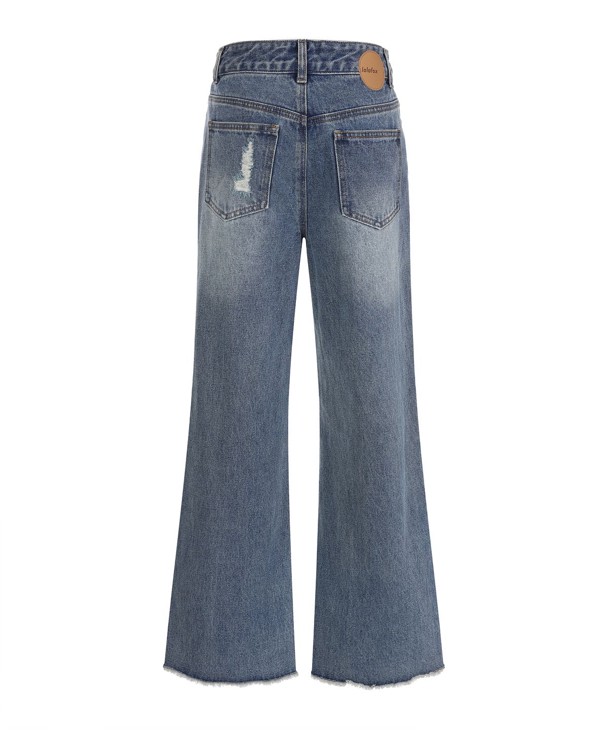 라라폭스(LALAFOX) RIPPED POINT WIDE DENIM PANTS BLUE BQ4DP001
