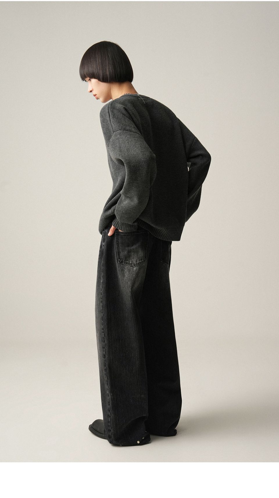 AVANDRESS ♥ Snap Wide Denim Pants /追跡付 MUSINSA | AVANDRESS Snap Wide Denim Pants BLACK