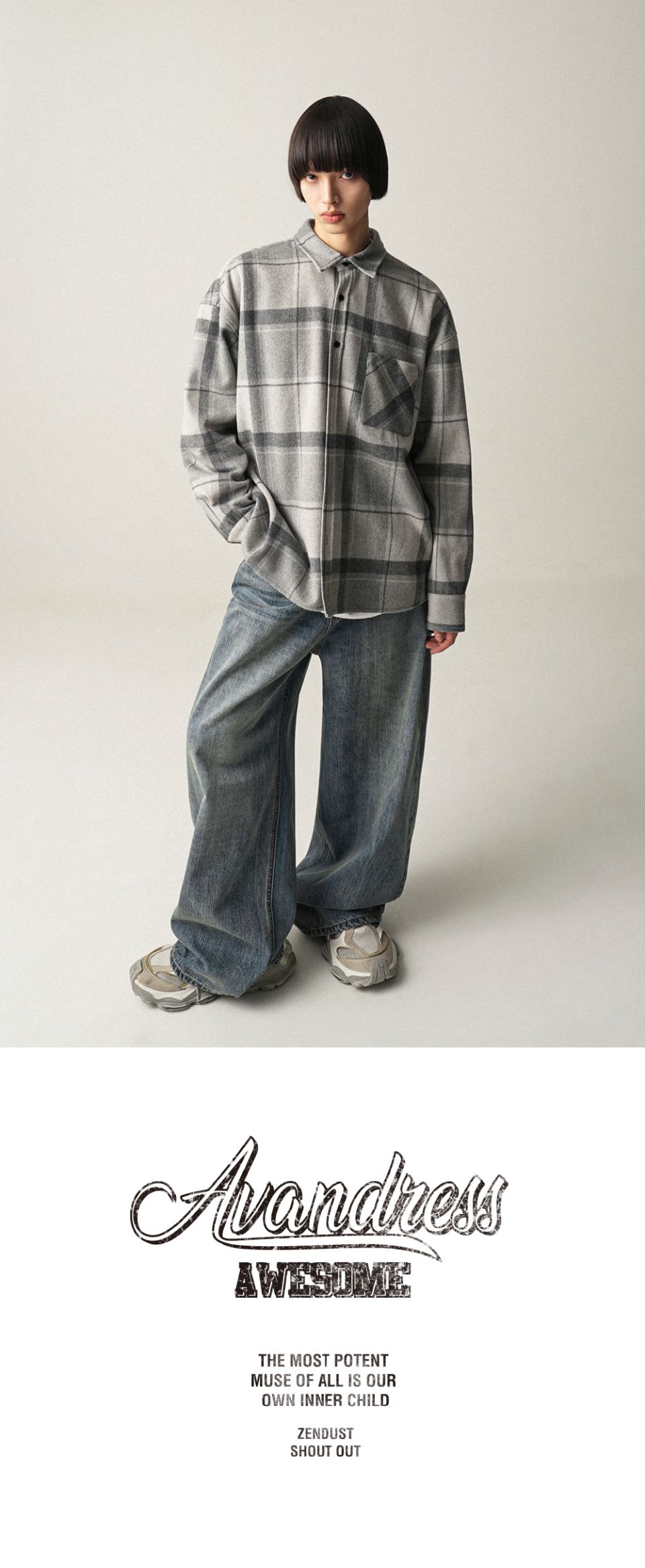 MUSINSA | AVANDRESS Snap Wide Denim Pants BLACK