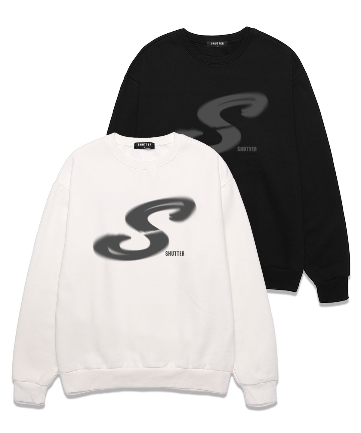 셔터(SHUTTER) S LOGO 오버핏 맨투맨 (SLS016) 블랙