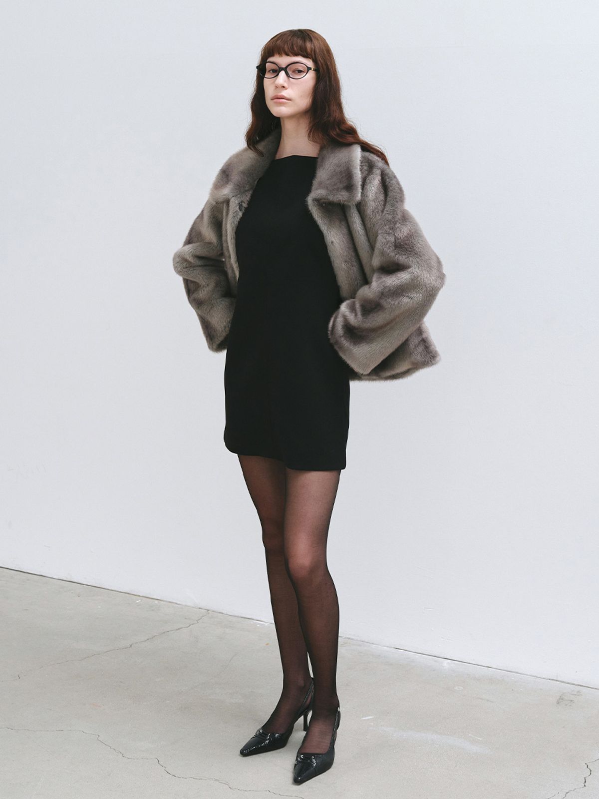 해브레스(HAVELESS) MILA FAUX FUR JACKET GREY