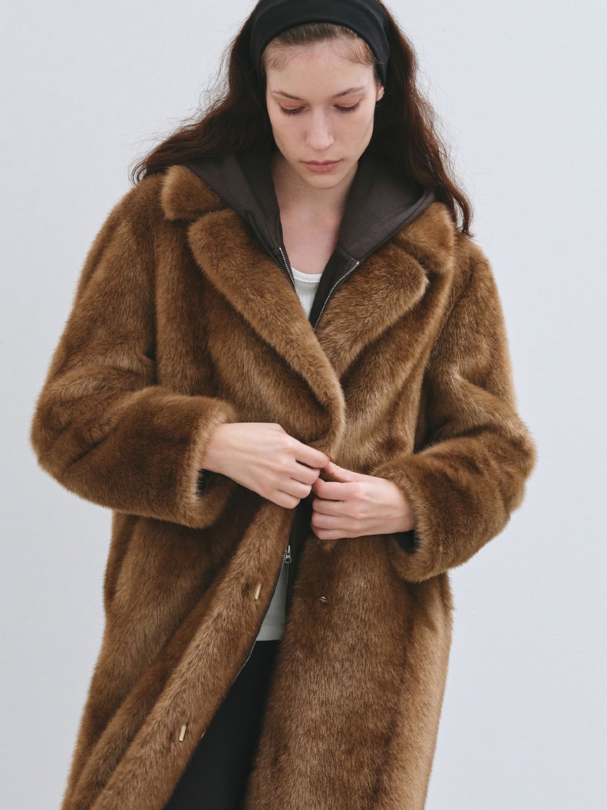 해브레스(HAVELESS) FREY MAXI FUR COAT CAMEL