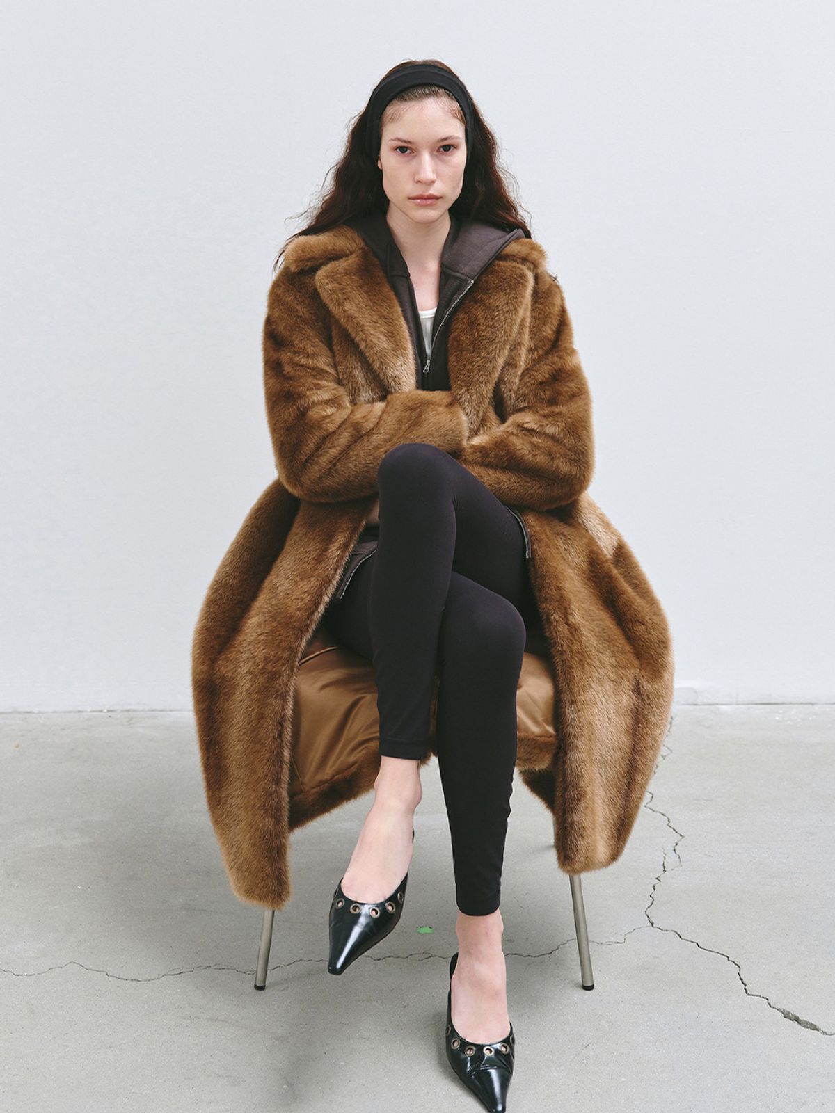 해브레스(HAVELESS) FREY MAXI FUR COAT CAMEL