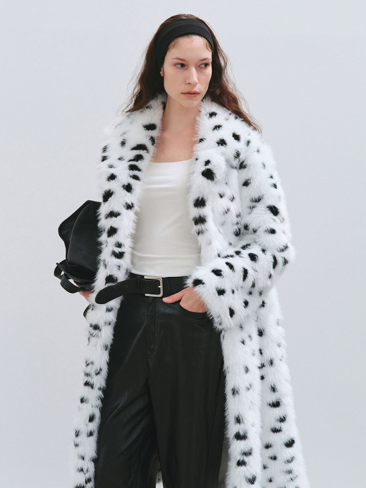 해브레스(HAVELESS) FREY MAXI FUR COAT DALMATIAN