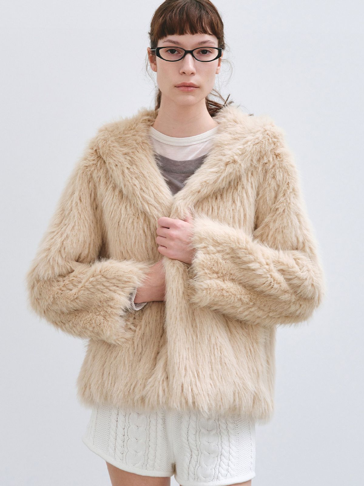 해브레스(HAVELESS) MOANA HOODIE FUR JACKET BEIGE