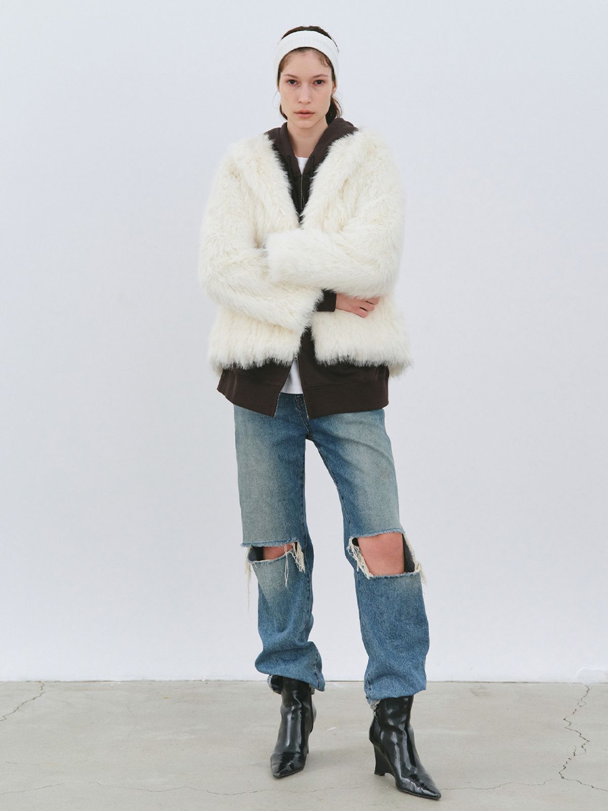해브레스(HAVELESS) MOANA HOODIE FUR JACKET IVORY