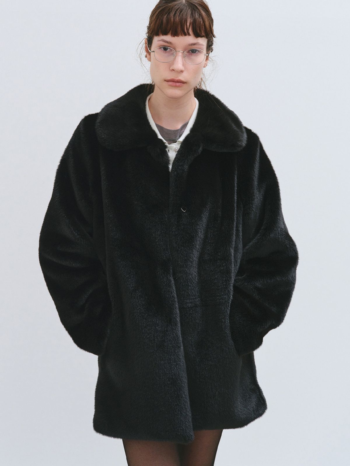 해브레스(HAVELESS) CAROL FAUX FUR COAT BLACK