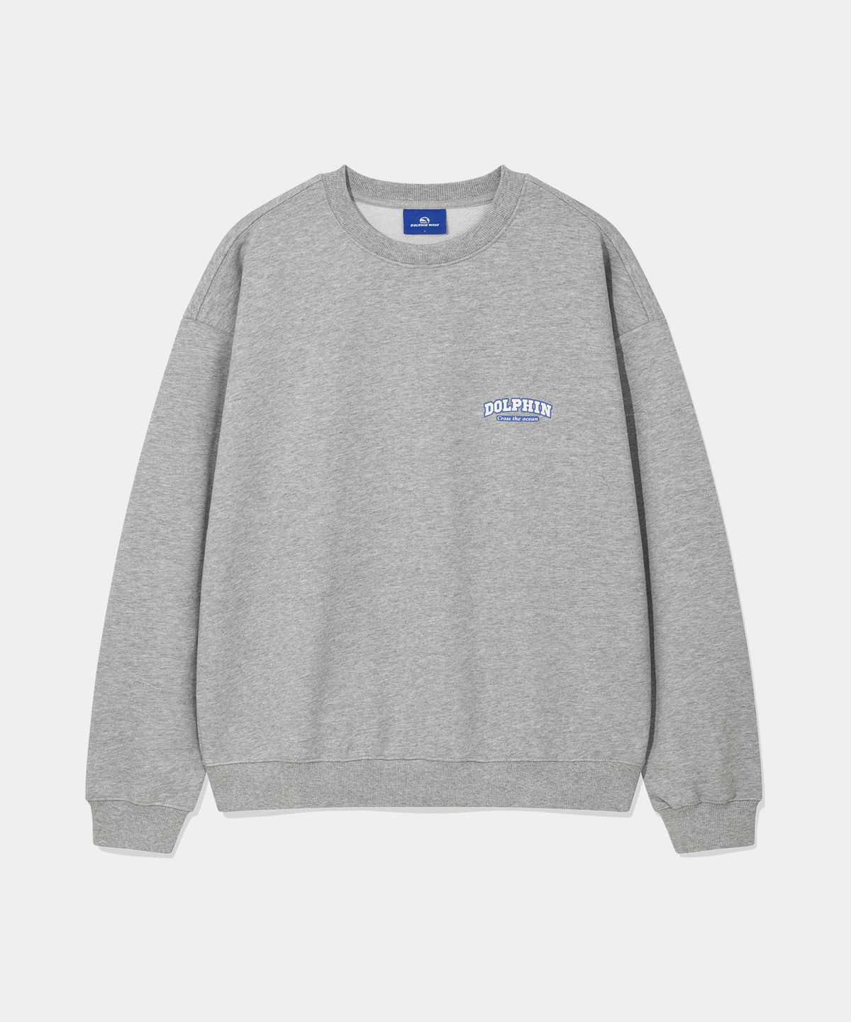 돌핀웨이브어패럴(DOLPHIN WAVE APPAREL) 돌핀 실리콘프린트 맨투맨 멜란지그레이