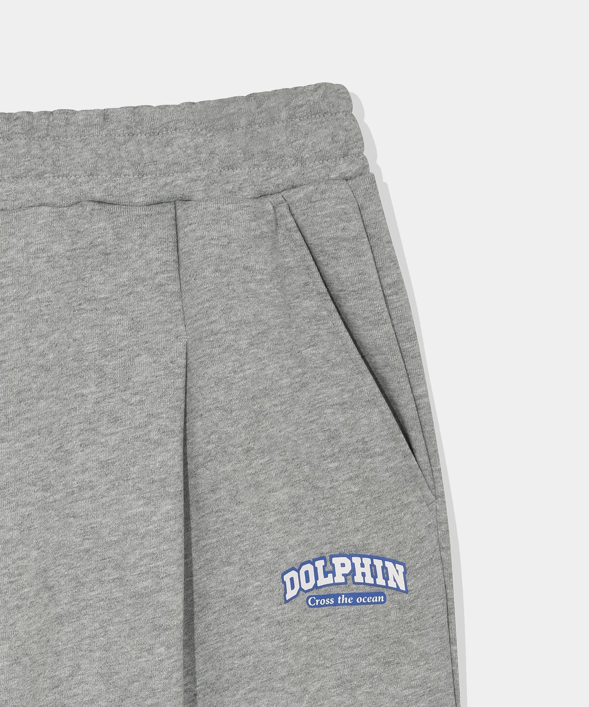 돌핀웨이브어패럴(DOLPHIN WAVE APPAREL) 돌핀 실리콘프린트 원턱 팬츠 멜란지그레이