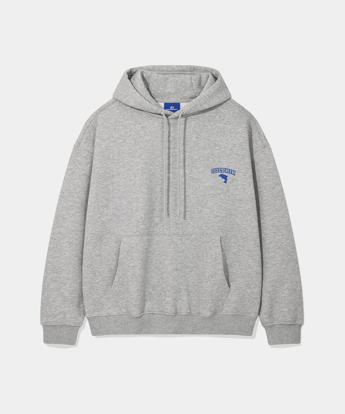 돌핀웨이브어패럴(DOLPHIN WAVE APPAREL) 돌핀 체인자수 기모 후드 멜란지그레이