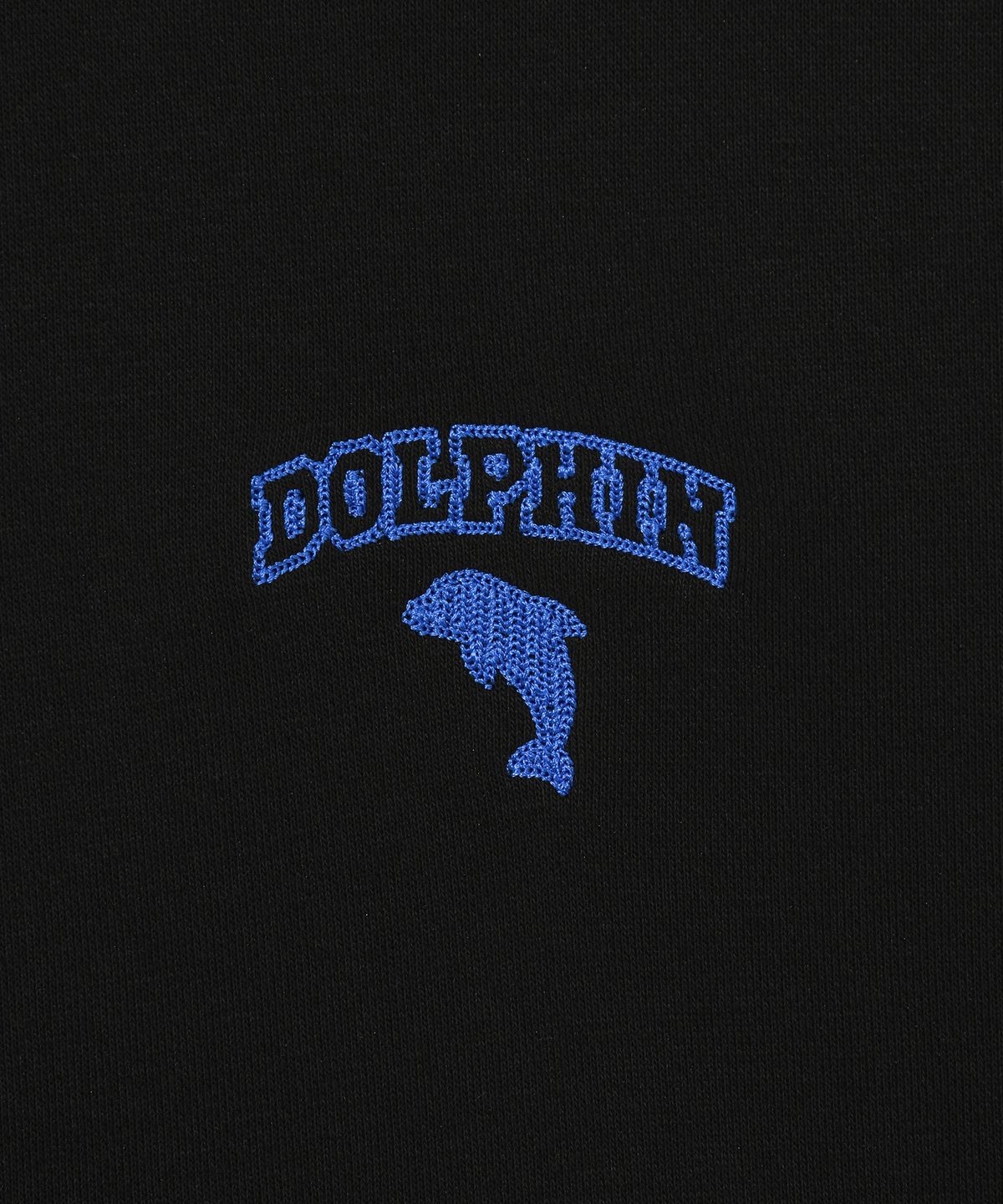 돌핀웨이브어패럴(DOLPHIN WAVE APPAREL) 돌핀 체인자수 기모 후드 블랙
