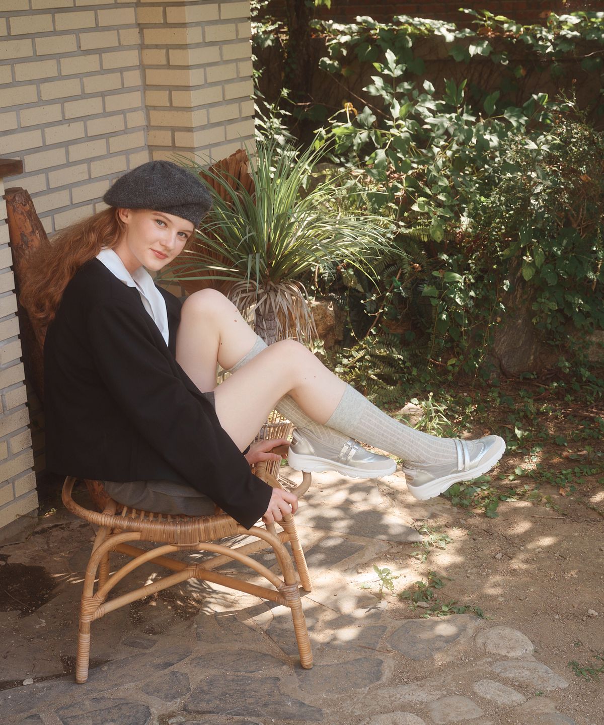 뜨홍(TTHONE) LOLA 더블 스트랩 콤비 스니커즈 4CM [Silver]