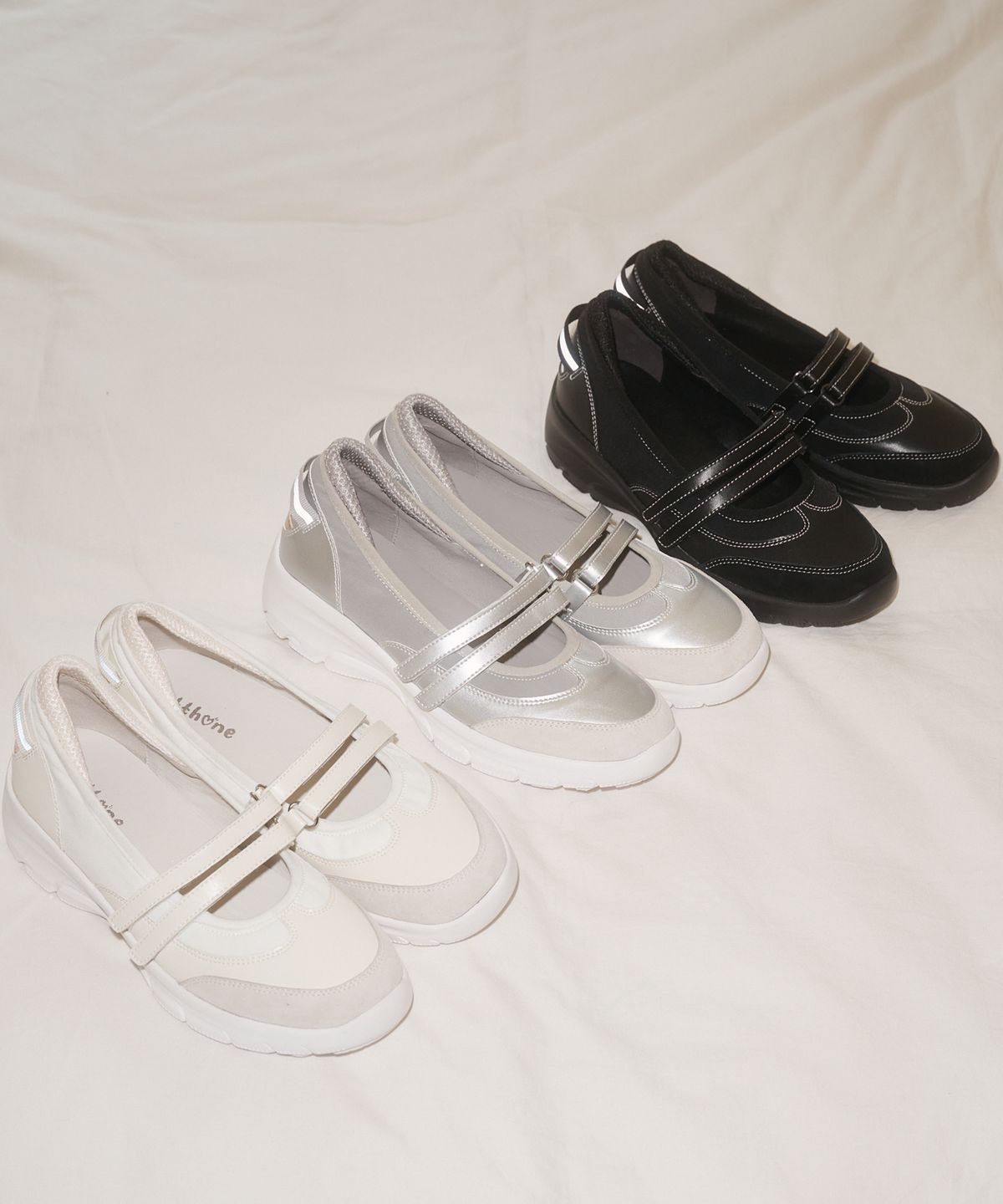 뜨홍(TTHONE) LOLA 더블 스트랩 콤비 스니커즈 4CM [Ivory]