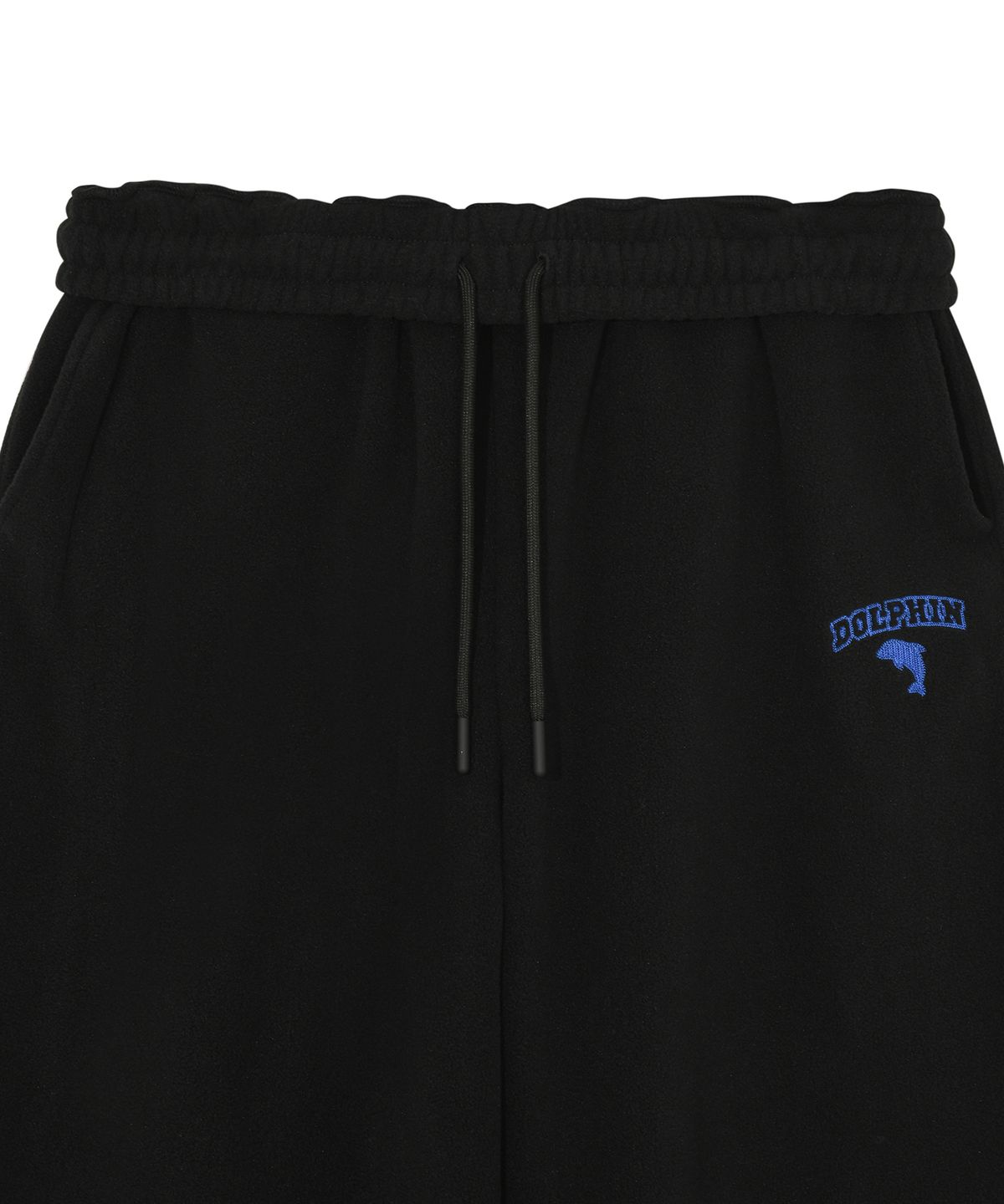 돌핀웨이브어패럴(DOLPHIN WAVE APPAREL) 돌핀 체인자수 플리스 스트링 팬츠 블랙