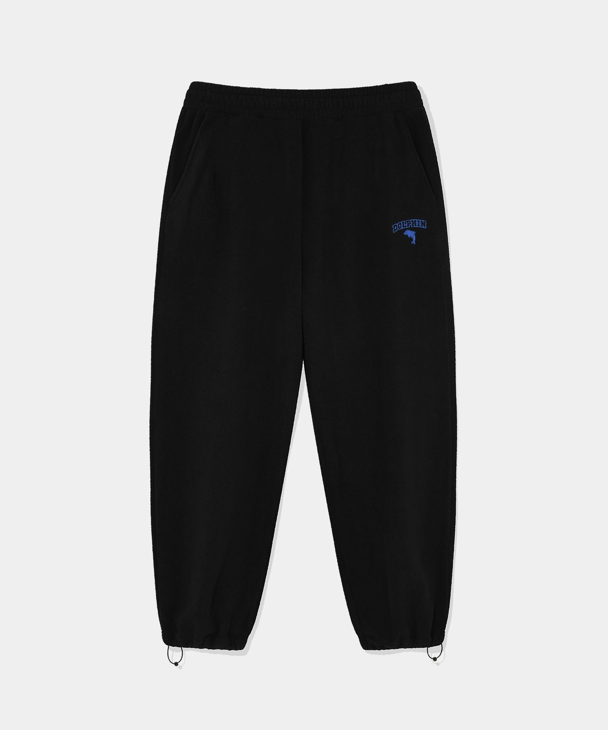 돌핀웨이브어패럴(DOLPHIN WAVE APPAREL) [세트] 돌핀 체인자수 플리스 후드집업 &  스트링 팬츠 블랙