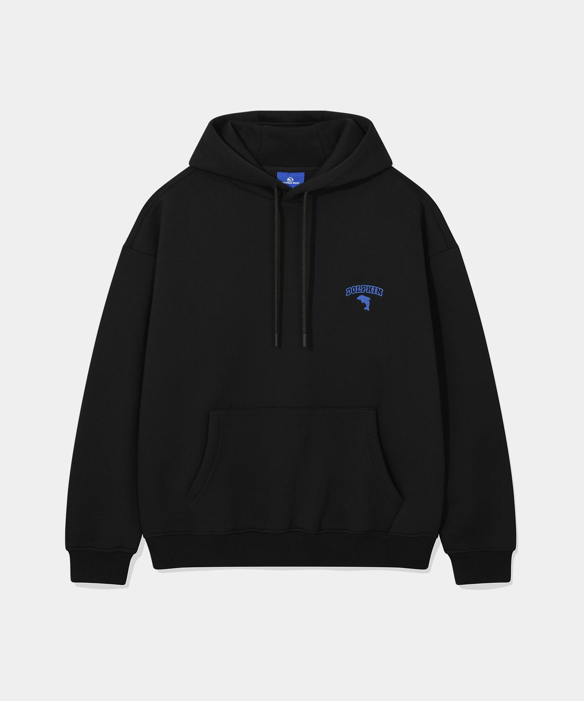 돌핀웨이브어패럴(DOLPHIN WAVE APPAREL) [세트] 돌핀 체인자수 기모 후드 & 조거 팬츠 블랙