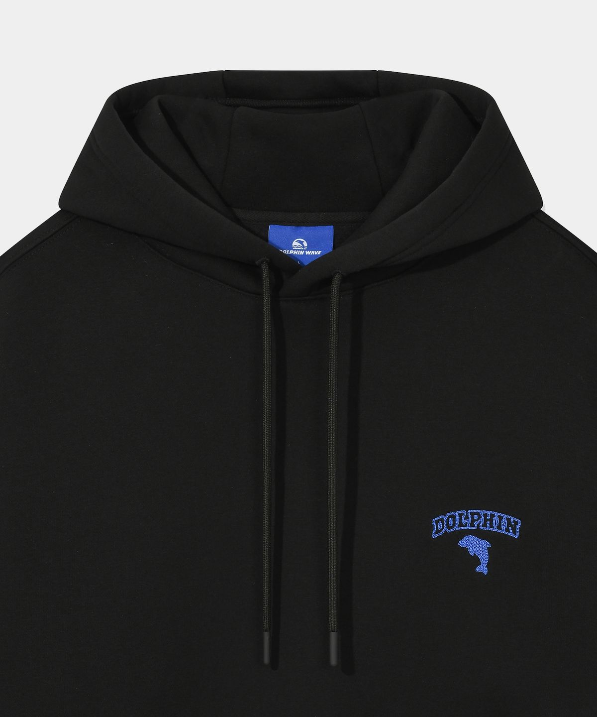 돌핀웨이브어패럴(DOLPHIN WAVE APPAREL) [세트] 돌핀 체인자수 기모 후드 & 조거 팬츠 블랙