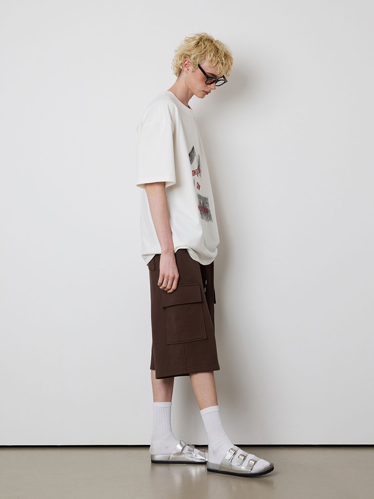 민더리(MEENDERI) [UNISEX] BARTACK STITCH POCKET SHORTS - BROWN