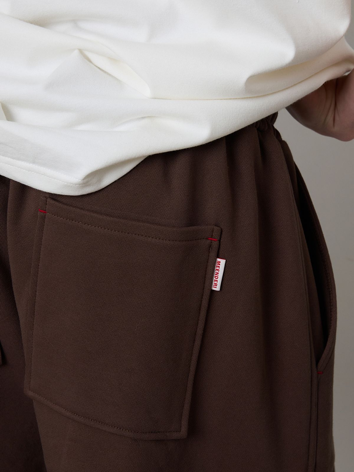 민더리(MEENDERI) [UNISEX] BARTACK STITCH POCKET SHORTS - BROWN