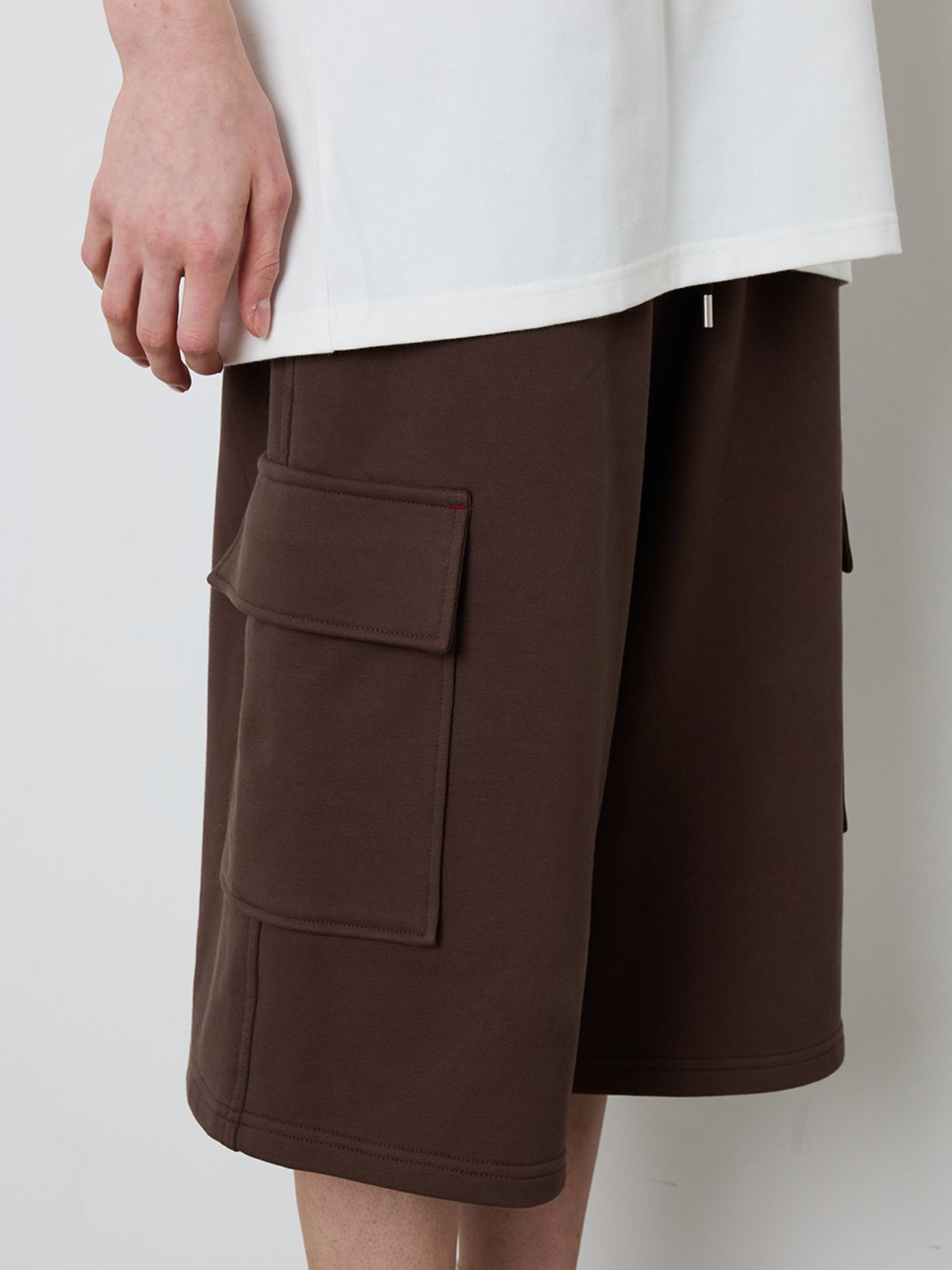 민더리(MEENDERI) [UNISEX] BARTACK STITCH POCKET SHORTS - BROWN